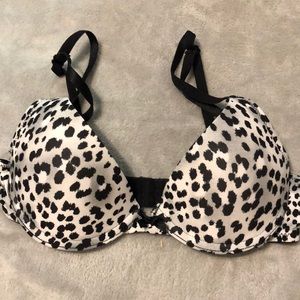 White leopard print bra size 34B